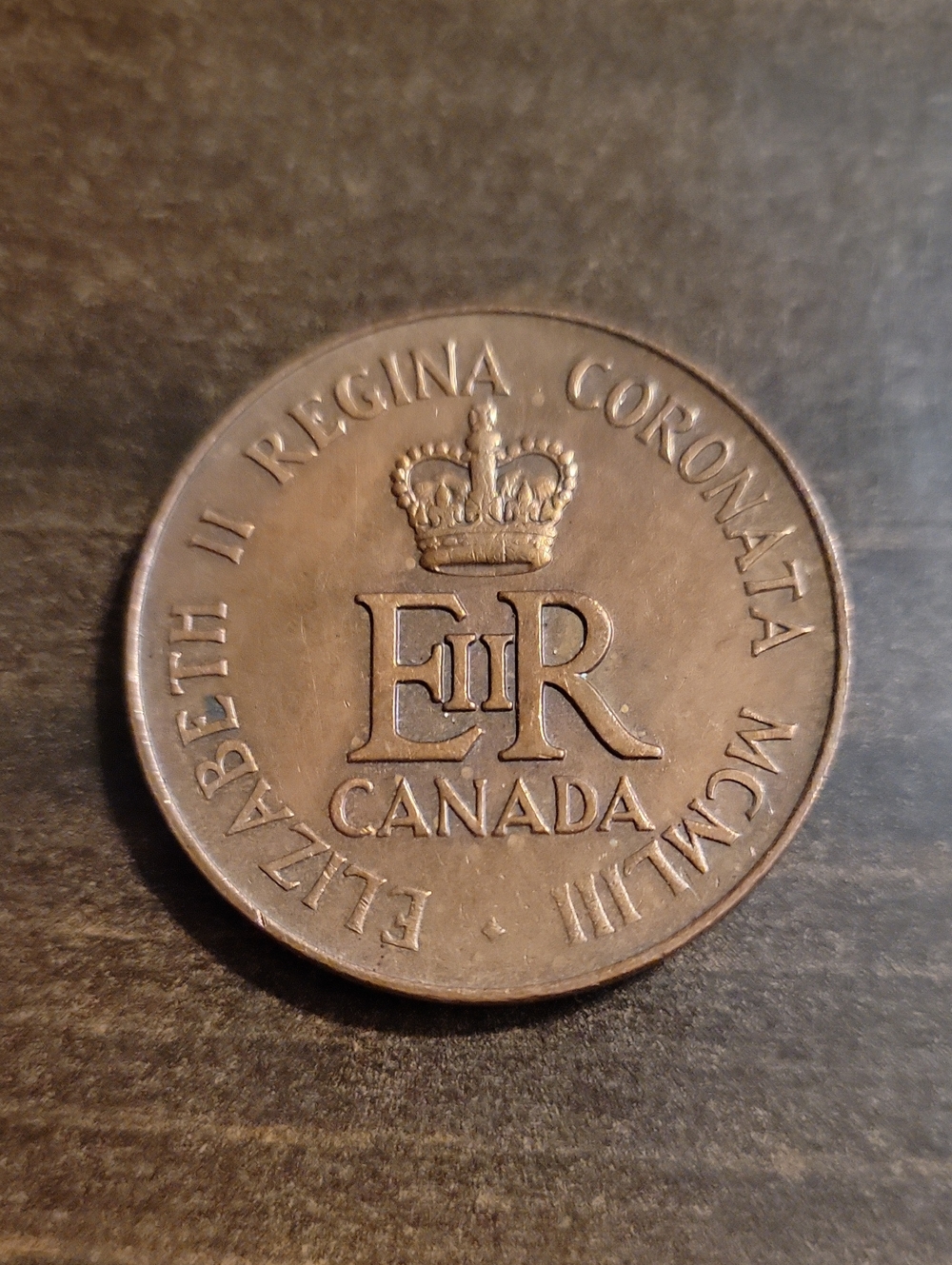 Vintage 1953 Canada Bronze Commemorative Coin - Brown Finish